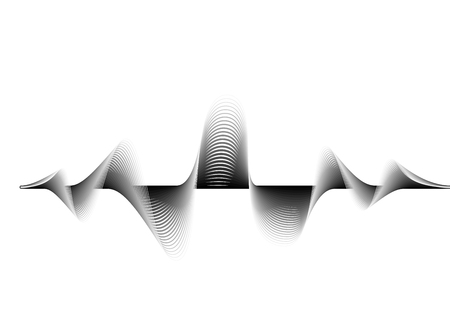 Sound wave vector background. Audio music soundwave. Voice frequency form illustration. Vibration beats in waveform, black and white color. Creative concept.のイラスト素材