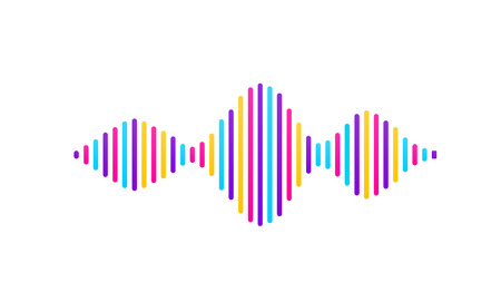 Wave sound vector background. Music flow soundwave design, color elements isolated on white...