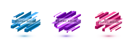 Set of graphic shapes abstract vector background. Minimal geometric lines design with diagonal direction.のイラスト素材