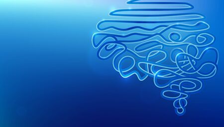 Tangled wire in human brain shape vector illustrationのイラスト素材