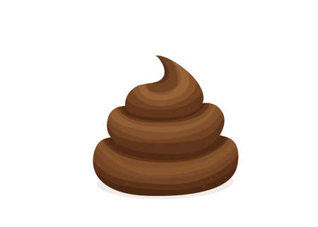 Brown poop vector illustration. Pile of dog poo in flat cartoon style isolated on white background....
