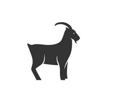 Goat silhouette vector illustration. Black and white capricorn  . Isolated on white backgroundのイラスト素材