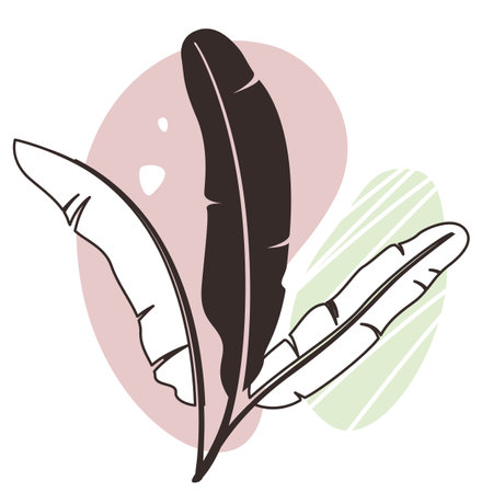 Abstract organic shapes with tropical plants vector set. Minimal art design. Foliage drawing with fluid geometric forms, dots and linesのイラスト素材