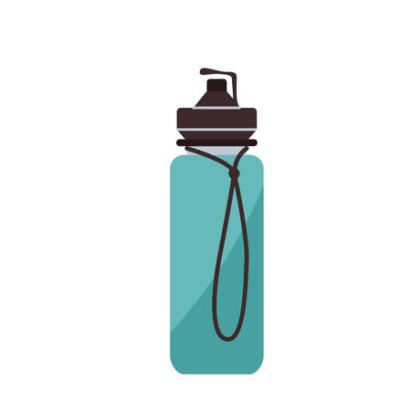 Fitness bottle for water vector illustration isolated on white background. Sport healthy drinking concept in simple flat line modern styleのイラスト素材