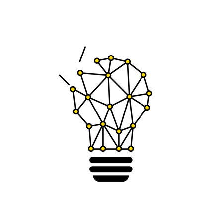 Light bulb, creative logo vector illustration. Mix electric lamp and network. Isolated on white backgroundのイラスト素材