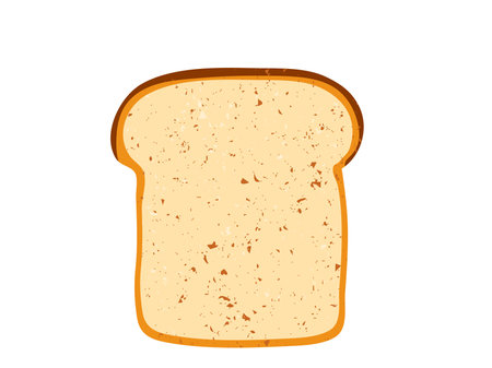 Toast slice vector illustration isolated on white background. Top view. Single slice of lightly toasted white breadのイラスト素材