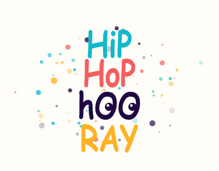 Happy birthday vector illustration background. Birth greeting banner, celebrate poster with quote sign and retro dotted texture. Congratulation text decorationのイラスト素材