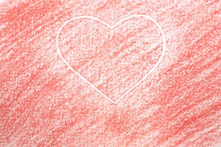 Background drawn in pencil on a sheet of paper. Red color and big heart in the middle. Space for text.の写真素材