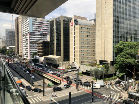 Sao Paulo, Brazil - April 5, 2019: Paulista Avenue, one of the busiest and most important avenues in Sao Pauloのeditorial素材