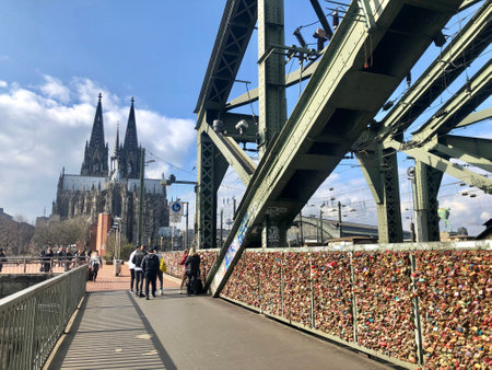 Cologne, Germany - March 8, 2019: Hohenzollern Bridge, crossing the river Rhine in the German city of Cologneのeditorial素材