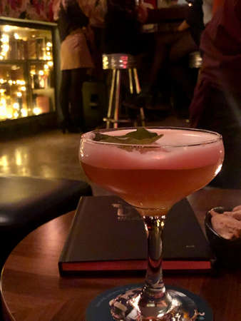 Athens, Greece - November 30, 2019: Drink in Baba au Rum, one of World 50 best barsのeditorial素材