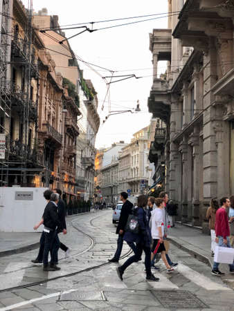 Milan, Italy - October 5, 2019: Classic italian architecture in the streets of Milanのeditorial素材