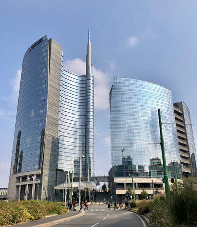 Milan, Italy - October 6, 2019: The Unicredt skyscraper in Gae Aulenti Square in Milan
