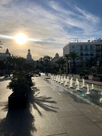 Cadiz, Andalucia, Spain - December 25, 2019: Square of San Juan de Dios in Cadiz Old Townのeditorial素材
