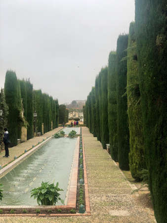 Cordoba, Andalucia, Spain - December 22, 2019: Gardens of the Alcazar of the Christian Monarchs