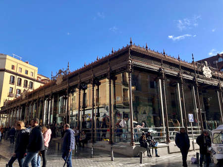 Madrid, Spain - December 21, 2019: External view of the busy market, Mecardo de San Miguelのeditorial素材