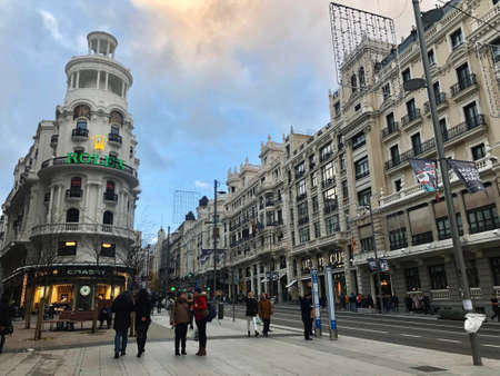 Madrid, Spain - January 5, 2019: View of the Gran Via, iconic street in Madridのeditorial素材