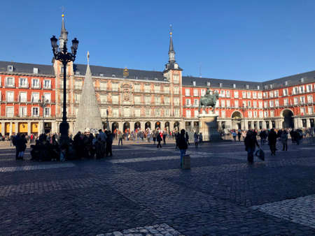 Madrid, Spain - January 5, 2019: The main square of Madrid, Plaza Mayorのeditorial素材