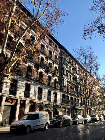 Madrid, Spain - January 5, 2019: Street and buildings in la Latina district in Madridのeditorial素材