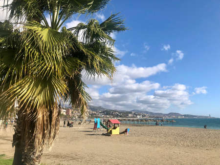 Malaga, Spain - December 29, 2019: La Malagueta, the beach in Malagaのeditorial素材