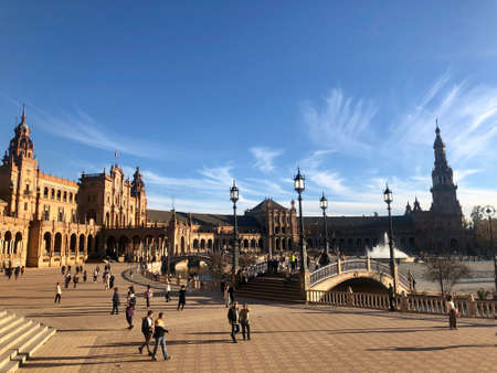 The Spain Square, Plaza de Espana, is an architecture landmark located in Seville, and was designed...
