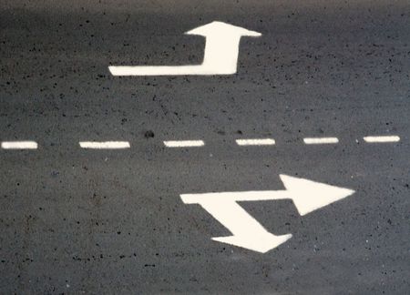 Which way to go -Road Markingの写真素材