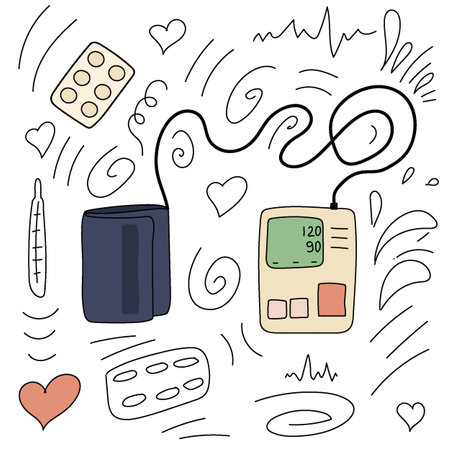 doodle with a tonometer pressure medicine healthのイラスト素材