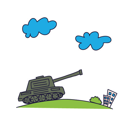 the tank goes to a peaceful city, Ukraineのイラスト素材