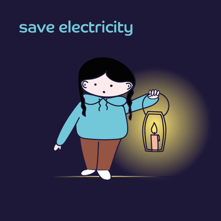 A girl with candles, problems with electricityのイラスト素材