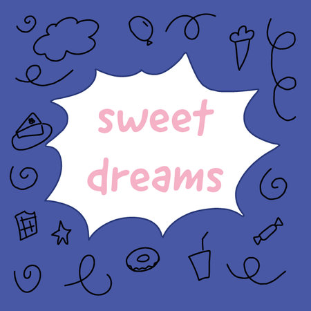 stylish sweet dreams card with sweets, cakeのイラスト素材