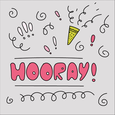 bright postcard with the word hooray. joy, funのイラスト素材