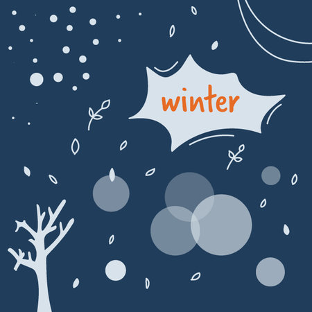 cute stylish postcard about winter, snow, natureのイラスト素材