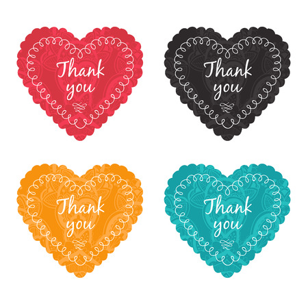 Vector thank you label with heartのイラスト素材