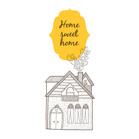 Home sweet home card isolated on white backgroundのイラスト素材