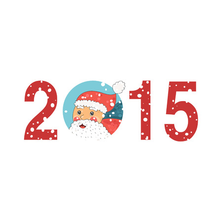 Happy new year 2015 with santa claus illustration isolated on white background.のイラスト素材
