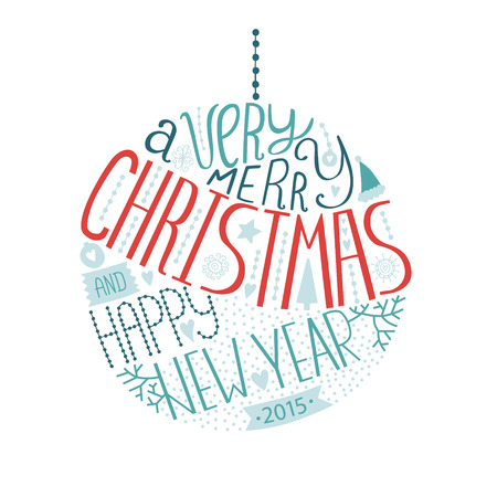 Vector christmas ball with new year lettering. Illustration isolated on white background 2015のイラスト素材