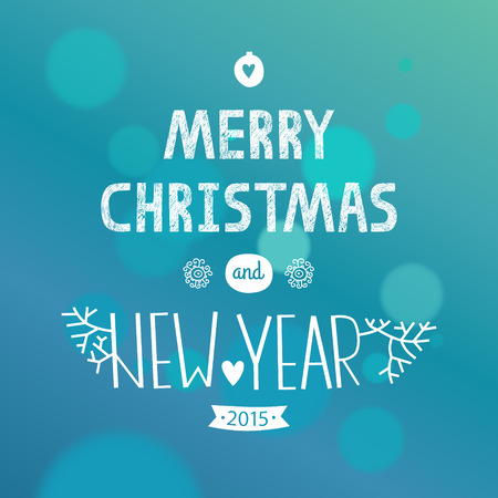 Vector christmas greeting card with new year lettering. Illustration on blue background 2015, EPS10のイラスト素材