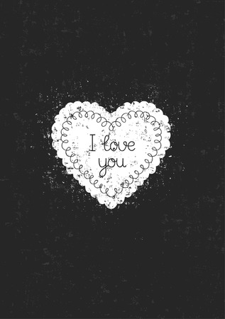 Vintage love greeting card on antique texture. I love you, valentine letter, vector illustrationのイラスト素材