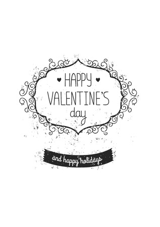 Vintage love label for greeting card with antique texture. Happy valentines day and happy holidays,vector illustrationのイラスト素材