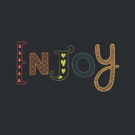 Vector hand drawn lettering Enjoy, decorative lettersのイラスト素材