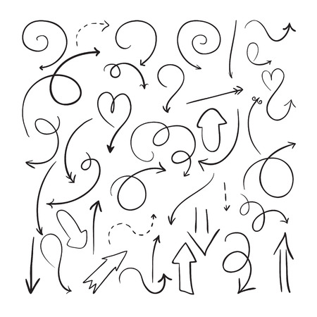 Vector hand drawn arrows collection on white backgroundのイラスト素材