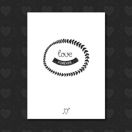 Vintage love label for greeting card with antique texture. Happy valentines day and happy holidays,vector illustrationのイラスト素材