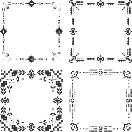 Vector Tribal frames, ethnic border, aztec stile, tribal art, tribal design  isolated on white backgroundのイラスト素材