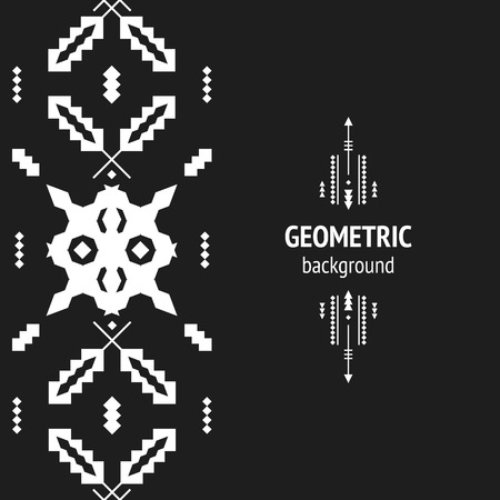 Vector Geometric background, Tribal seamless pattern, ethnic collection, aztec stile isolated on black backgroundのイラスト素材
