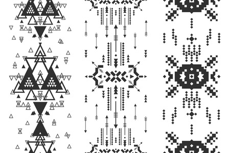 Vector Geometric background, Tribal seamless pattern, ethnic collection, aztec stile isolated on white backgroundのイラスト素材