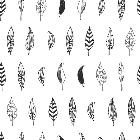 Vector feather background, retro pattern, etnic doodle collectioのイラスト素材