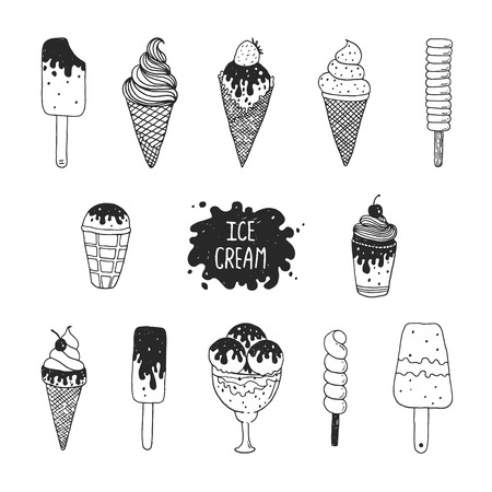 Vector collection of hand drawn ice creamのイラスト素材