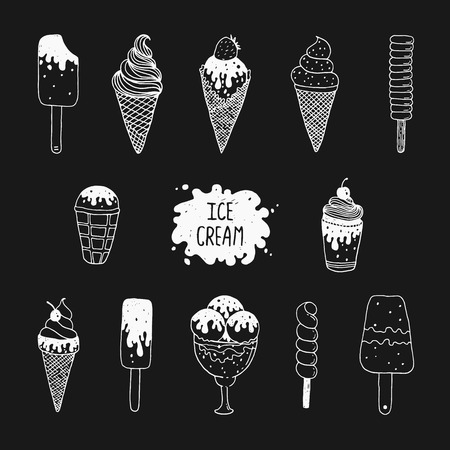 Vector collection of hand drawn ice creamのイラスト素材