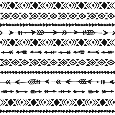 Tribal hand drawn background, ethic doodle pattern, ink illustration