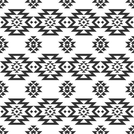 Vector geometric seamless pattern, tribal background, ethnic collection, navajo style on white backgroundのイラスト素材